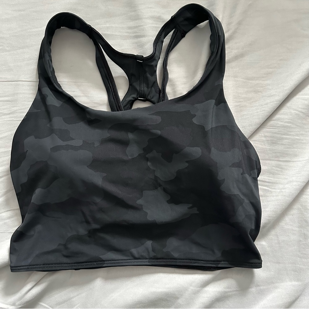 Long line black camo sports bra